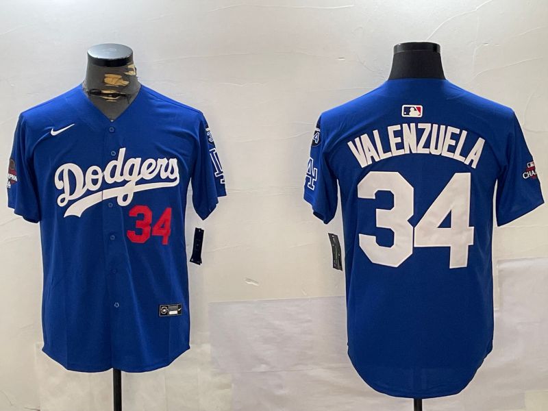 Men Los Angeles Dodgers #34 Valenzuela Blue Game 2024 Nike MLB Jersey style 1202